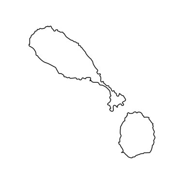 Saint Kitts ve Nevis Harita İllüstrasyon Simgesi Element Tasarımı