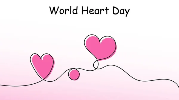Simple World Heart Day Background Illustration Concept Single Line Makes — стоковый вектор
