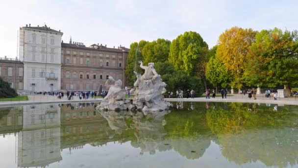 Turin Italien Panning Utsikt Över Den Kungliga Trädgården Turin Med — Stockvideo
