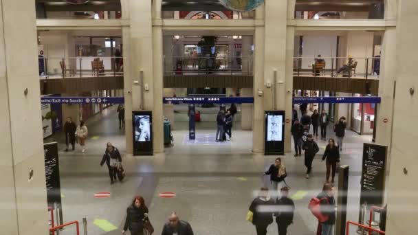 Turin Italy View Upper Floor Entrance Porta Nuova Station Many — Video