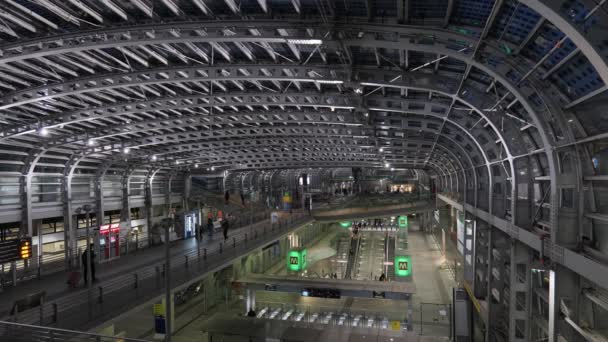 Turin Italy Evening View Interior Spaces Porta Susa Underground Train — Wideo stockowe