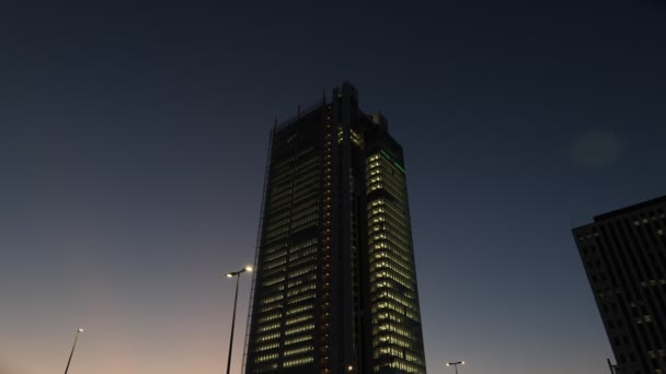 Turin Italy Bottom View Skyscraper Intesa San Paolo Finance Company — Video Stock