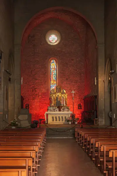 stock image Bolsena, Italy. Central nave of the Basilica of Santa Cristina of Bolsena. Vertical image. 2024-06-21.