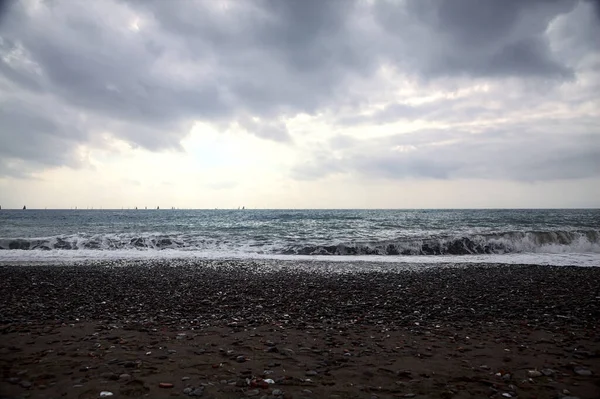 Mar Día Nublado Visto Desde Una Playa — Foto de Stock