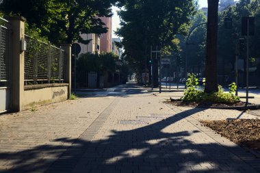 Bir yerleşim bölgesindeki çitlerin yanındaki ağaçlarla çevrili bir yer.