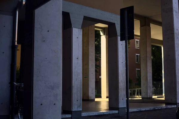 stock image Modern porchway in a residential area of an italian town in summer