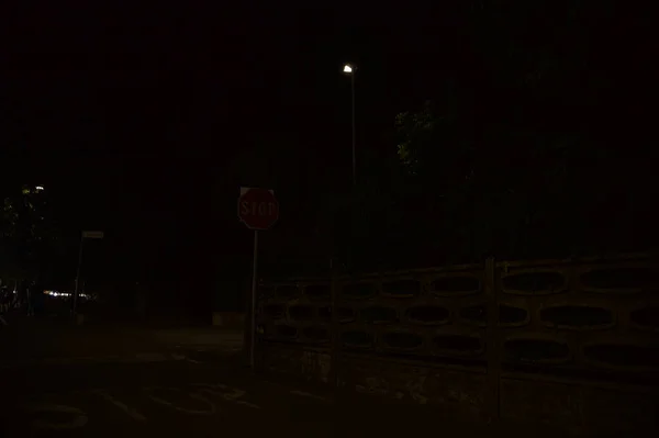 Straße Einem Dorf Der Nacht — Stockfoto