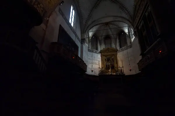 Presbytère Avec Retable Dans Ancien Dôme Brescia — Photo