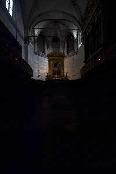 Presbytère Avec Retable Dans Ancien Dôme Brescia — Photo