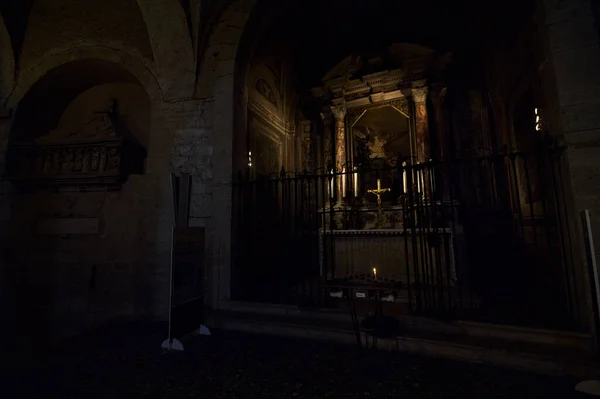 Chapelle Latérale Avec Retable Dans Nef Principale Ancien Dôme Brescia — Photo