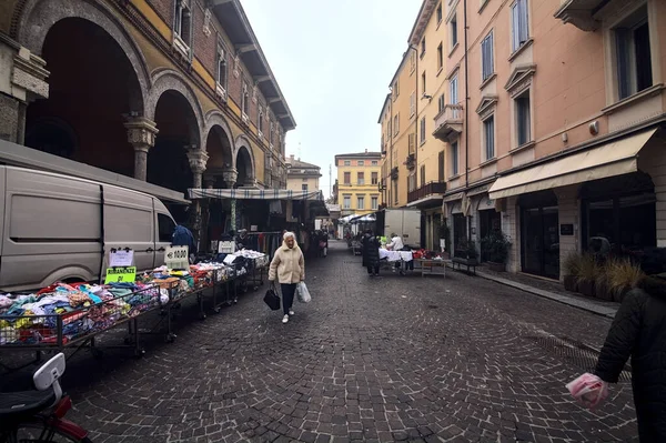 Stalles Marché Sur Une Place Dans Une Ville Italienne Par — Photo