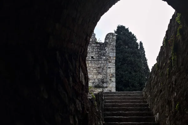 stock image Staircase under a covered passage in a castle