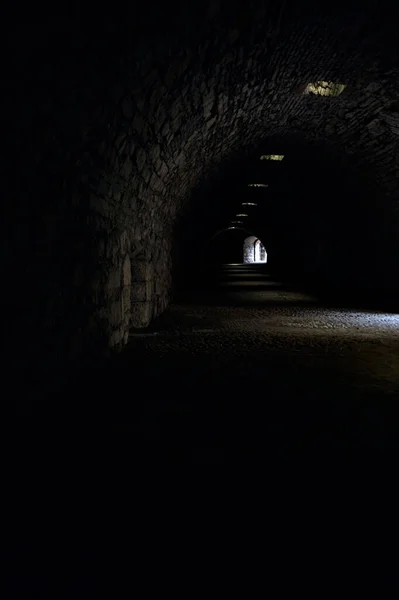 Passagem Escura Coberta Parede Limite Castelo — Fotografia de Stock