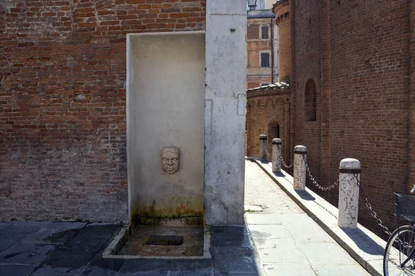 Fontana Forma Volto Palazzo Accanto Vicolo Una Città Italiana Una — Foto Stock