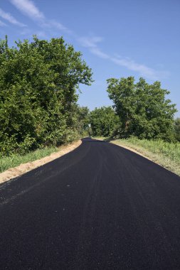 Bir yaz günü, İtalya 'nın kırsal kesimindeki setin tepesindeki ağaçlarla çevrili dar bir yol.