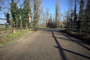 Toprak bir patikayla köprü arasındaki yol ayrımı