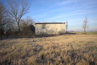 Parkın kenarındaki bir açıklıkta konteynırlar.