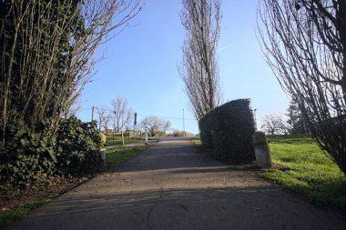 Parktaki bir yamaçta çakıl patikası