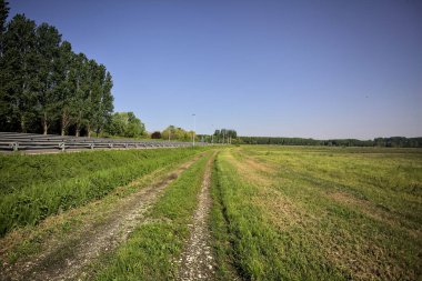 İtalya kırsalında bir otoyolun yanındaki toprak yol.