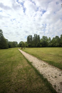 Bir düzlükten geçen çakıl izleri.
