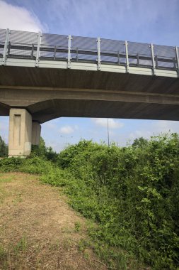Viyadük ekili bir tarlayı geçiyor.