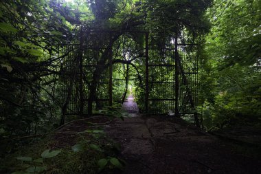 Beton bir patikanın başındaki kapı