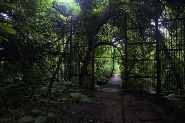 Beton bir patikanın başındaki kapı