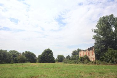Terk edilmiş kır evi bir tarlada