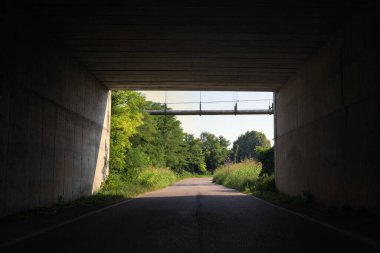 Güneşli bir günde köprünün altında yol