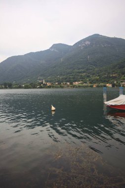 Pier on a lake at sunset