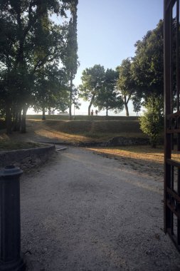 Gün batımında bir parkta yol