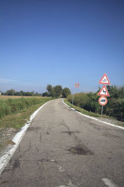 Bir tarla ile çevrili köy yolu