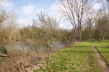Nehir kıyısındaki bir parkta yol