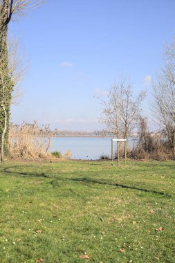 Göl kenarına park et.