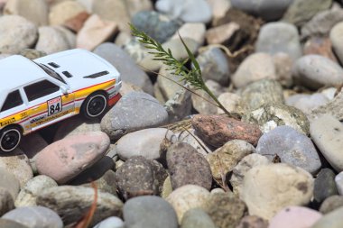 Mantova, İtalya - 8. Mart 2025 - 1984 Audi Quattro S1 Rallisi 'nin 1 / 64 Sunlit Hot Wheels kopyası