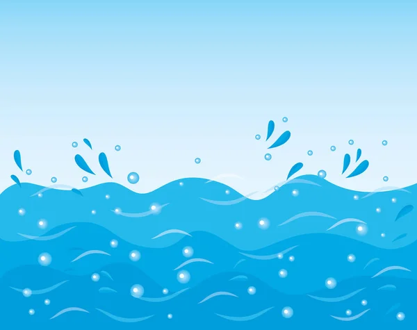 Dibujos Animados Mar Fondo Oceánico Con Olas Mar Fondo Vector — Vector de stock