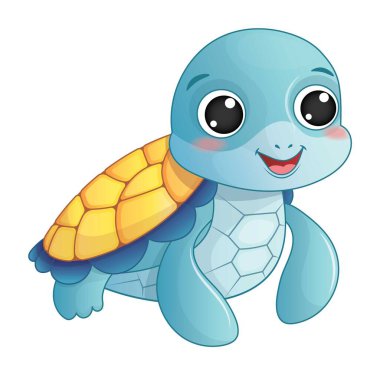 Şirin bebek deniz kaplumbağası Don White 'ı soyutladı. Bebek deniz kaplumbağası vektör çizimi