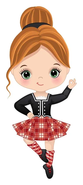 Jolie Petite Fille Portant Tartan Kilt Performant Highland Petite Fille Vecteurs De Stock Libres De Droits