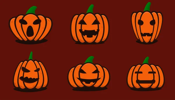 Premium Vecteur Citrouille Émotion Happy Halloween Collection — Image vectorielle