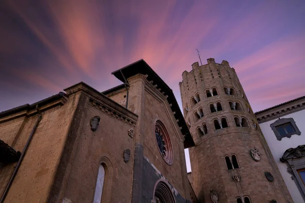 Dlouhá Expozice Kostela Sant Andrea Městě Orvieto — Stock fotografie