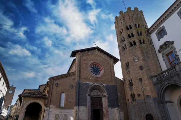 Elülső Kilátás Templom Sant Andrea Város Orvieto — Stock Fotó