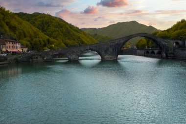 aerial view of the devil's bridge tuscany