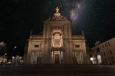 basilica of santa maria degli angeli by night in the city of assisi