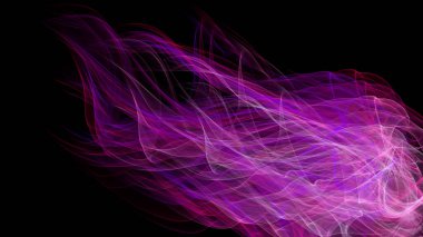 Gradyan mor renkli ipliklerin siyah arkaplanı üzerinde grafik çizimi