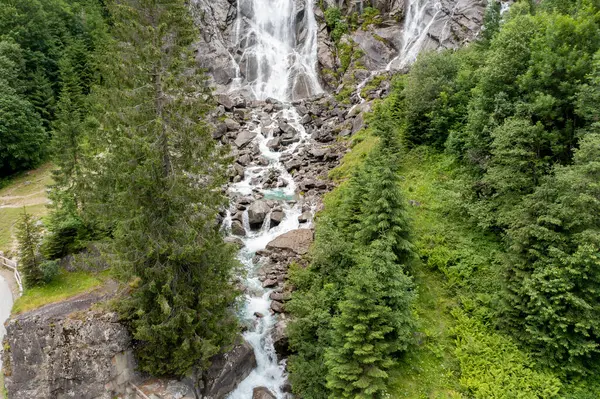Luftaufnahme Des Letzten Teils Des Nardis Wasserfalls Trentino — Stockfoto