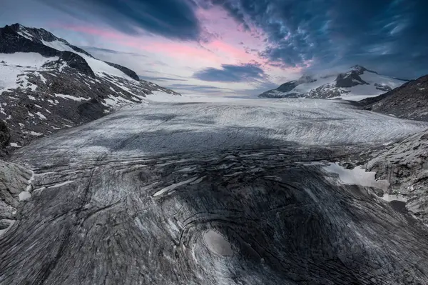 Vue Aérienne Surface Dentelée Glacier Adamello Dans Trentin Photos De Stock Libres De Droits