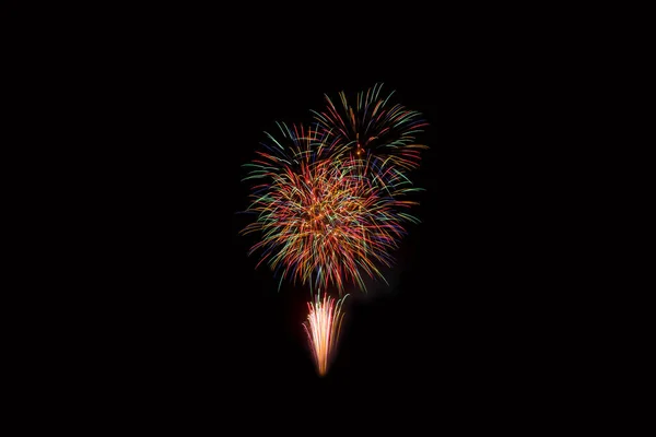 Farbenfrohes Feuerwerk Auf Schwarzem Hintergrund Feierkonzept — Stockfoto