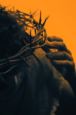 Jesus Christ Portrait with crown of thorns  clipart