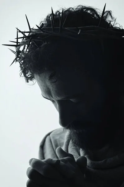 Jesus Cristo Retrato Com Coroa Espinhos — Fotografia de Stock
