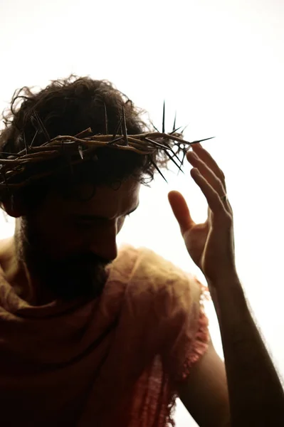 Jesucristo Retrato Con Corona Espinas — Foto de Stock